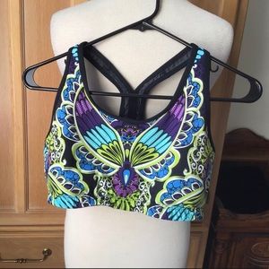 Athleta black floral sports bra